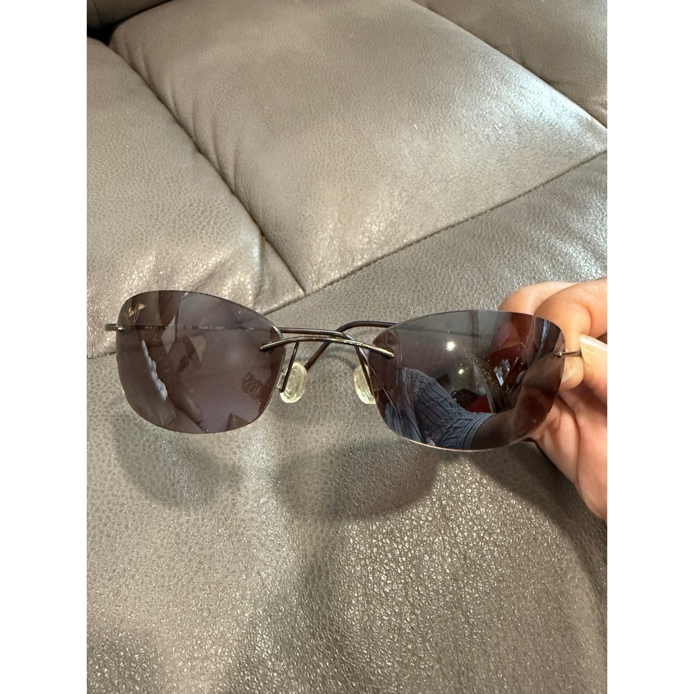 Maui Jim MJ-503-23 MJ Sport Titanium Rimless Sunglasses Brown Lens Japan Case